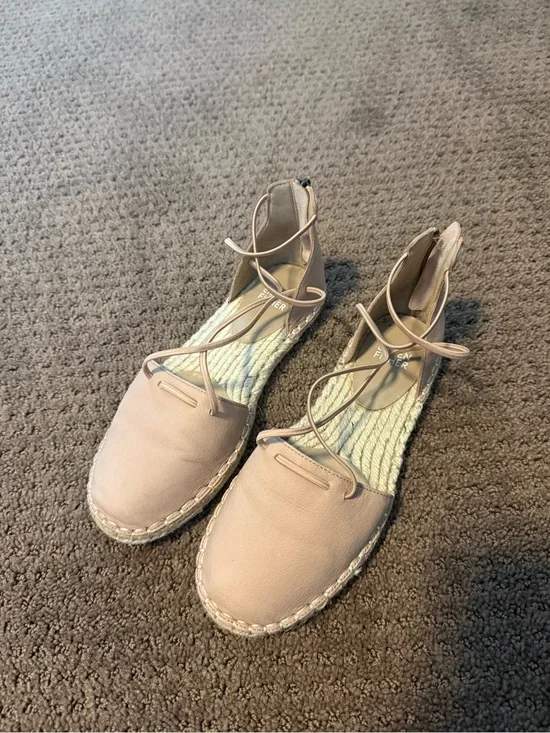 Eileen Fisher Lace-Up Espadrilles in Blush Pink