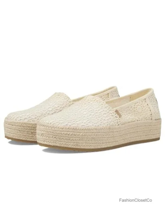 TOMS Valencia Espadrille Slip-On Flats with OrthoLite Insole, Padded Heel,