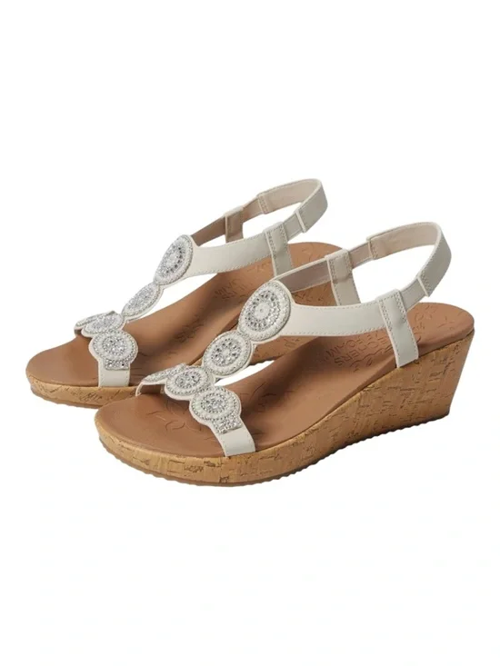 Skechers Beverlee Date Glam NWT wedge rhinestone sandals women’s 10
