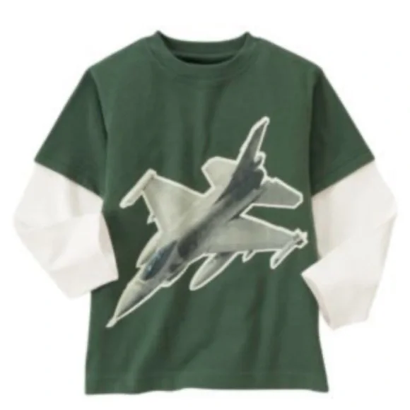 NWT GYMBOREE GRIZZLY LAKE GREEN LONG SLEEVE JET TEE‎ SIZE 12