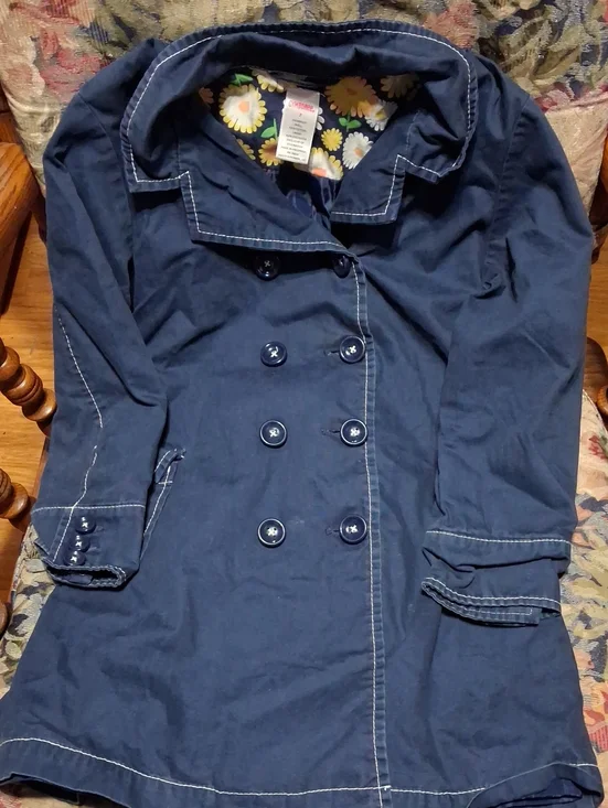 Gymboree Navy Raincoat with Floral Lining