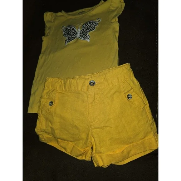 Gymboree yellow and black butterfly top and shorts size 5