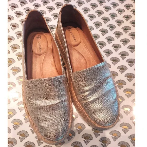 Giani Bernini Womens Fairy Metallic Gold Espadrille Slip On Loafers Jute Trim 7