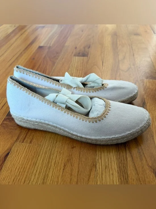 DOLCE VITA Women’s White Canvas Lace Up Espadrille Flats Size 12 NEW