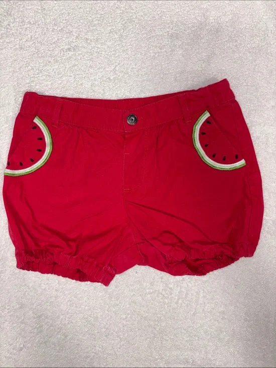 Gymboree Bright Red Watermelon Pocket Shorts girls size 8