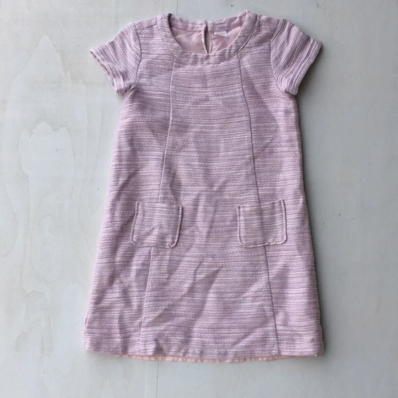 Gymboree Tweed Pink White Silver Holiday Lined Dress with Pockets SZ 10 holiday