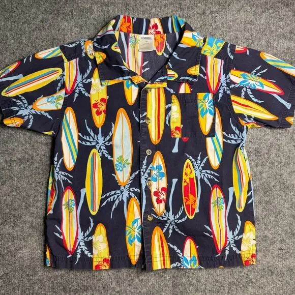 Gymboree Boys 4T Surfboard Hawaiian Shirt Tropical‎ Button Up Cotton
