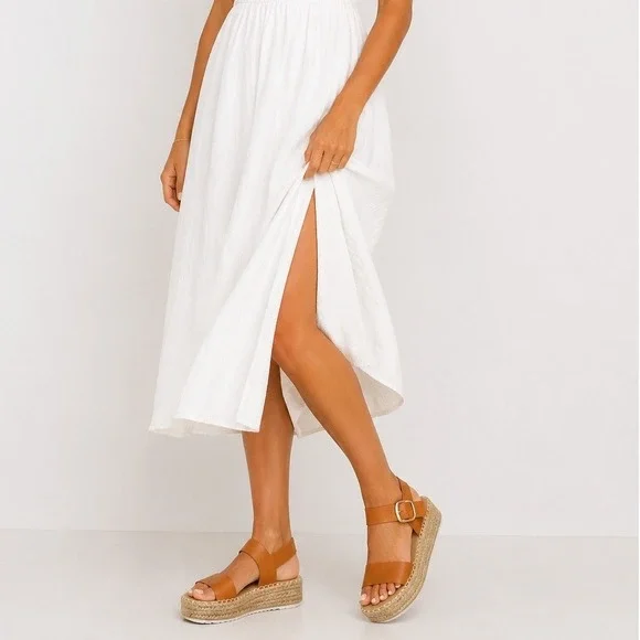 Olivia Miller Beach Open Toe Slingback Espadrille Wedge‎ Sandals Cognac Size 10