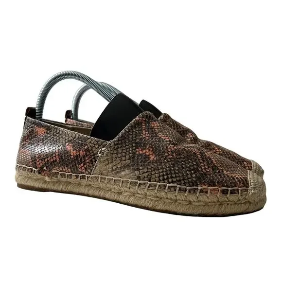 Sam Edelman Nude Pink Snake Khloe Slip On Espadrille Size 8.5 Vacation Summer