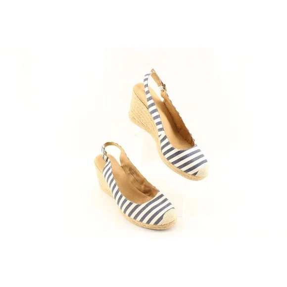 G.H. Bass Women's Emilie Blue/White Stripe Espadrilles Wedge Shoes‎ 9.5M