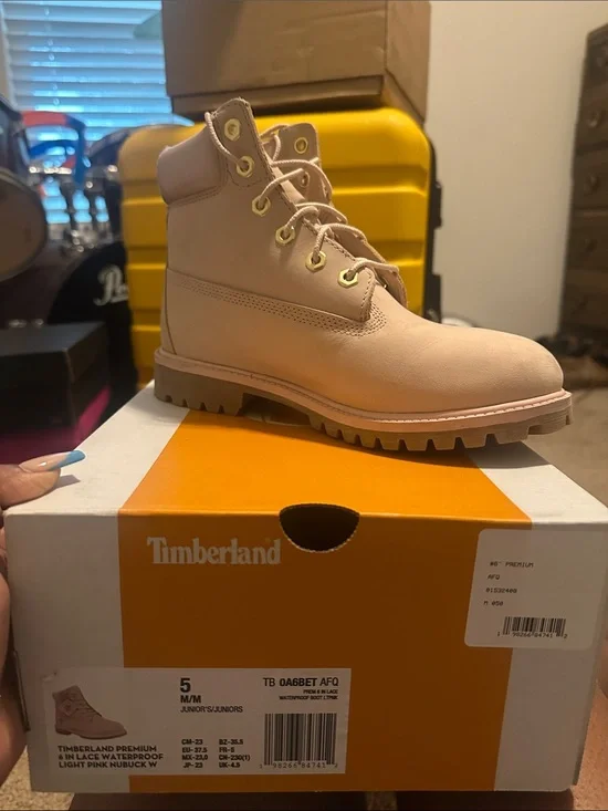 Timberland Pink Nubuck Lace-Up Boots