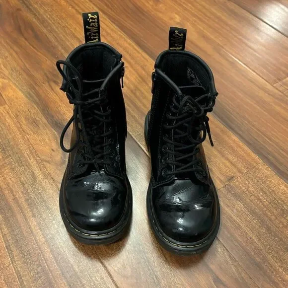 Dr. Martens Black shiny combat boots