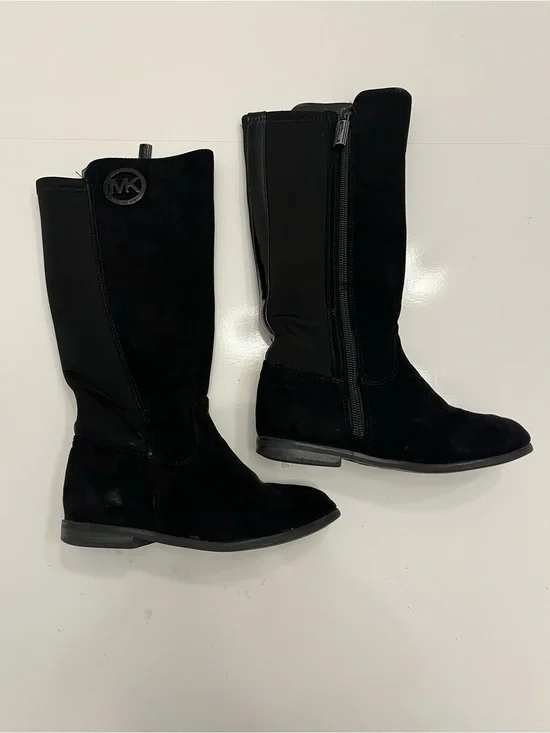 Michael Kors Girls Black Suede Emma Lily Talk Boots Size 11