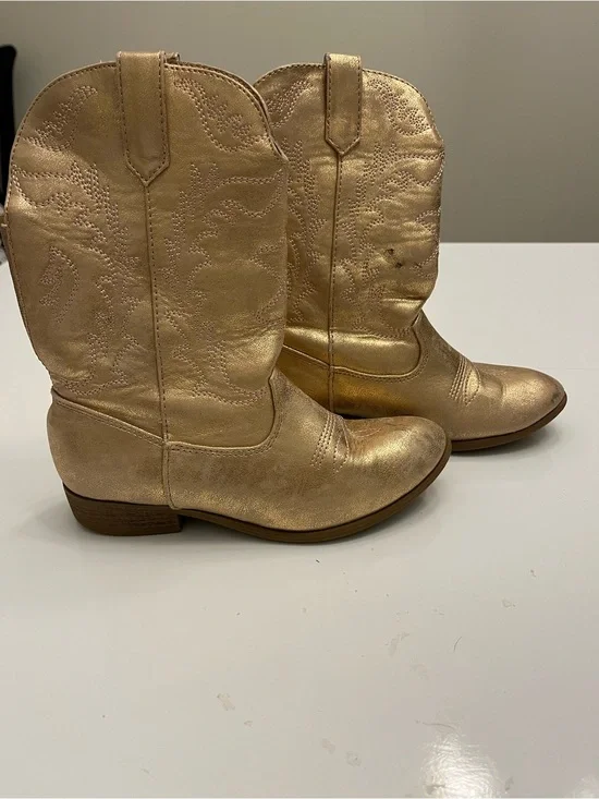Kids Metallic Gold Cowboy Boots - Girls Western Boot Size 2