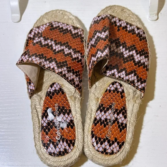 Calvin Klein Orange and Black Espadrille Sandals