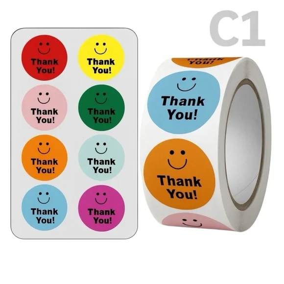 1in Business Stickers, Smiley Face Stickers, Packaging for Small Business
