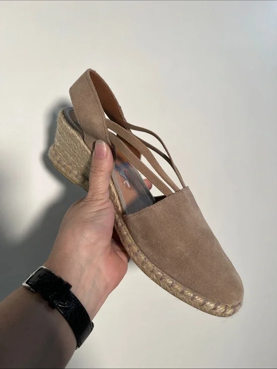 VERBENAS Casual Summer Beach Made in Spain Raffia 2.5 Wedge Tan Espadrilles SZ 8
