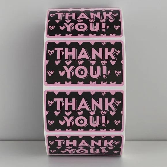 Thank You Stickers with Hearts – Cute Packaging Labels for Small Business Orders