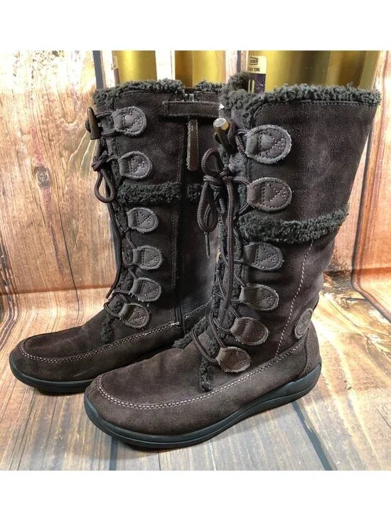Timberland Girls Kids 4.5 /37  Moorland Hollace Brown Leather Suede Boots