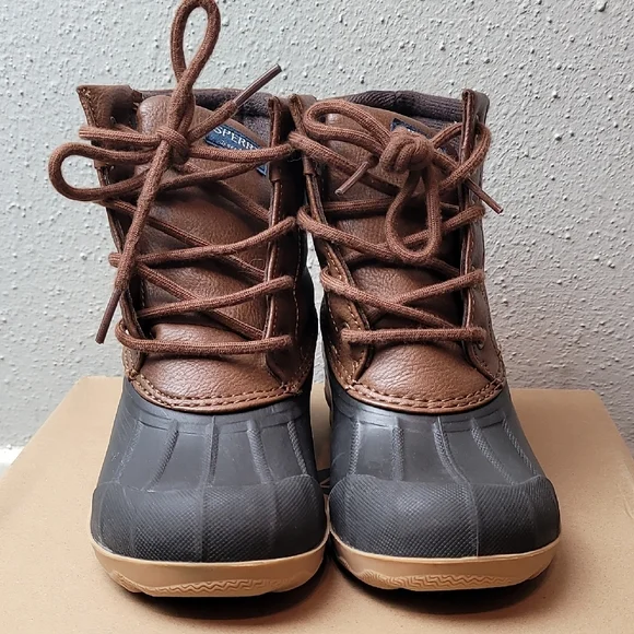 Sperry Kids Tan and Black Port Boots Size 1