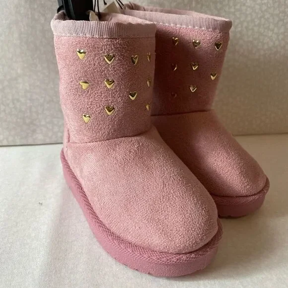 OLIVIA MILLER Toddler Girls OMG Heart Stud Pink Boots