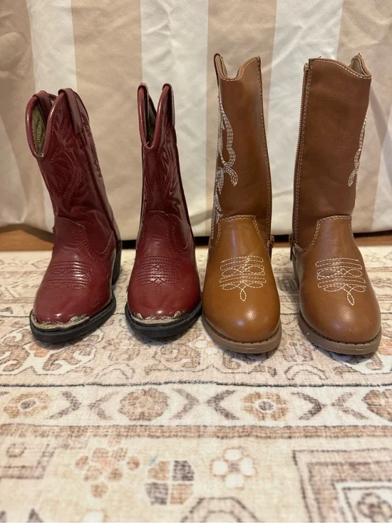 2 pairs toddler Western Cowboy Boots - Red and Brown