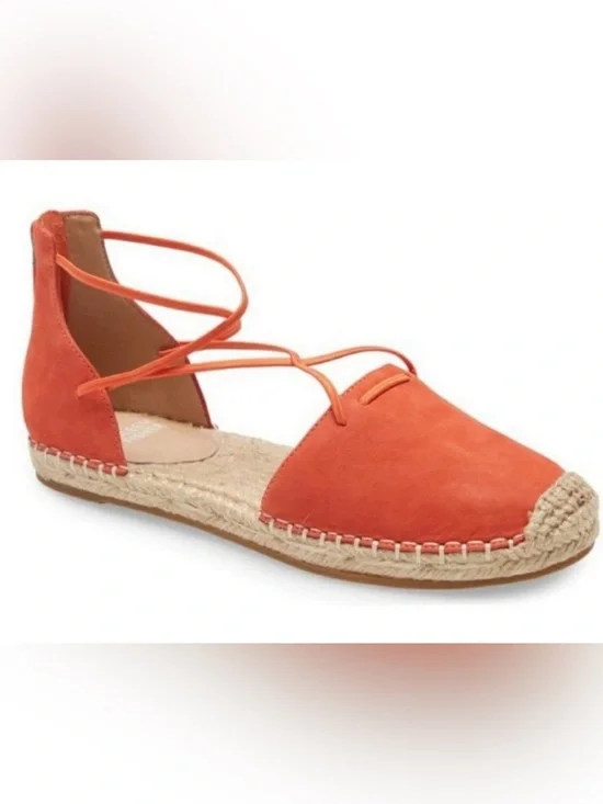 NWT Eileen Fisher sz 6 Tangelo lace up espadrille sandals orange leather.