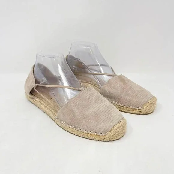 Eileen Fisher Lee D'Orsay Espadrille Flats Womens 10 Taupe Metallic Suede