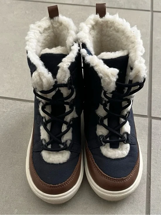 Old Navy Toddler Boy Kids Navy Blue Brown Winter Boots Size 9