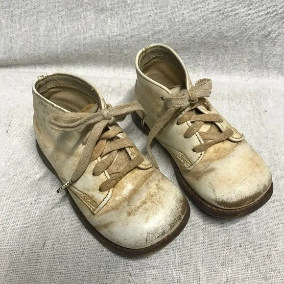 Vintage Hard Sole Baby Shoes: Well‎ Worn Doll Display