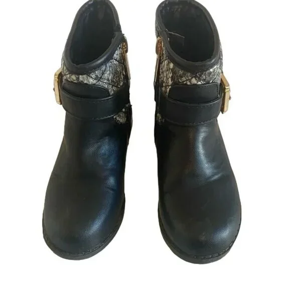 Tahari Kustard Black Snakeskin Ankle Booties‎ Sz 9 (Girls)