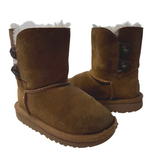 UGG‎ Australia Kids Suede Boots Button Close Chestnut Toddler 9