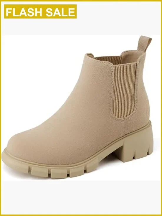 Girls Slip On Lug Sole Chelsea Booties Ankle Boots Toddler Kid