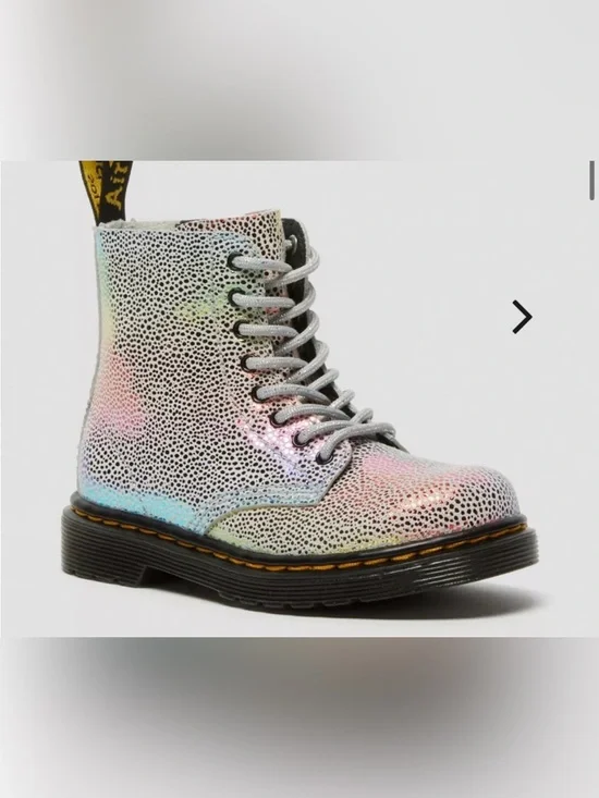 Dr Martens 1460 Pascal  Iridescent Boots Rainbow Leather Toddler Kids Size US 7‎