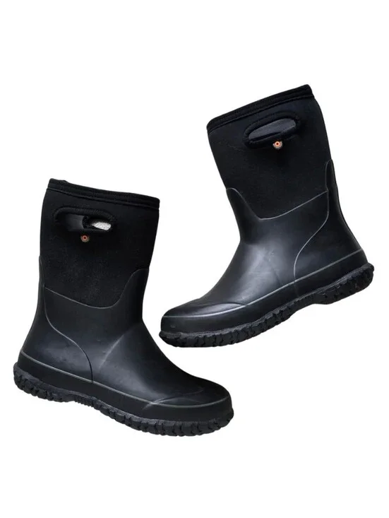 BOGS Classic Seamless Grasp Solid Big Kids Waterproof Boots Black Youth 6
