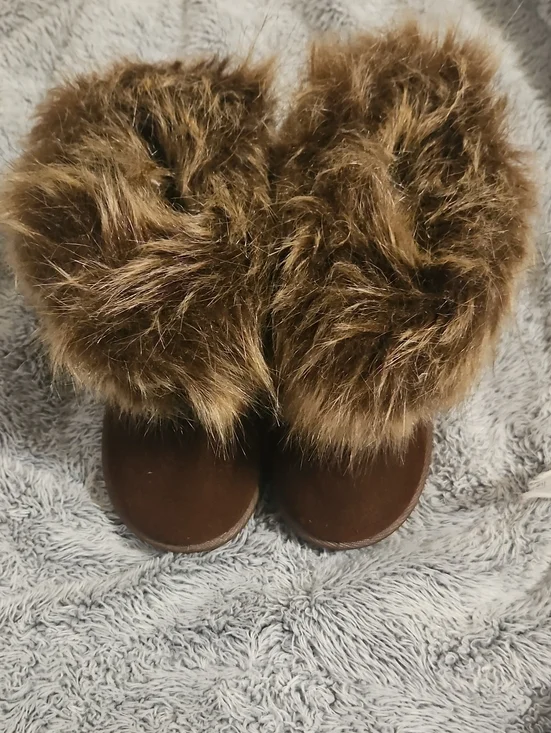 Kids Faux Fur Brown Winter Boots