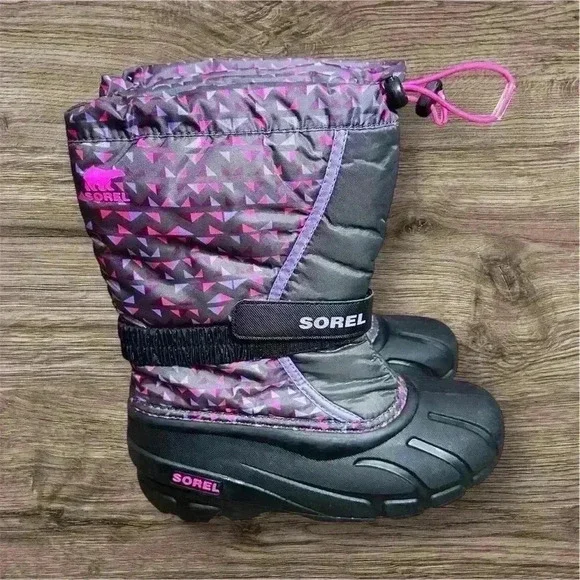 Sorel Women Snow Boots Flurry‎ Print Pink/Purple Liner Size 6