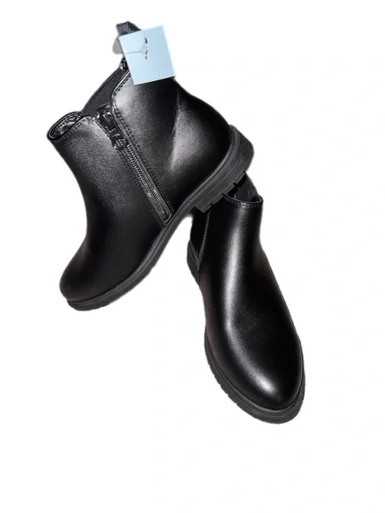 NWT girls cat&jack Black Side-Zip Ankle Boots size 3Y