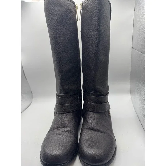 Michael Kors Kids Tall Riding‎ Boots MK Logo Side Zip Brown Size 2