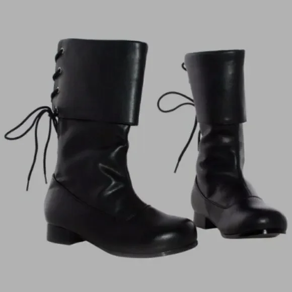 Toddler Pirate Black Lace-Up Boots