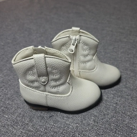 Cat And Jack Ankle Boots Girls Western Size 5 White/Ivory
