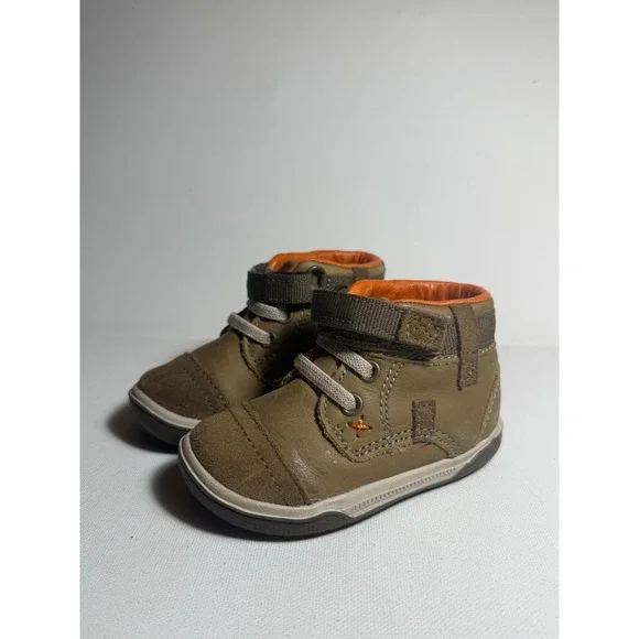 Stride Rite Infant Boys Leather High Top Brown Shoes-Sz 3M-New-Never Worn