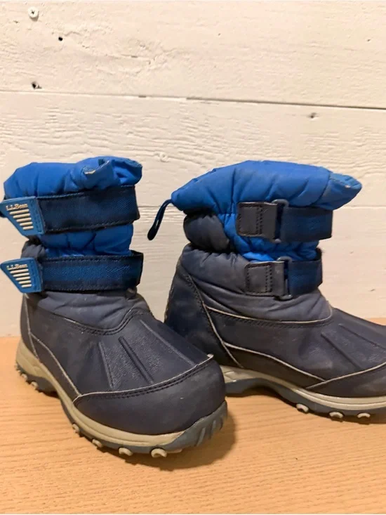 LL Bean Kids Bright Blue Snow Boots Size 12 with Dual Straps