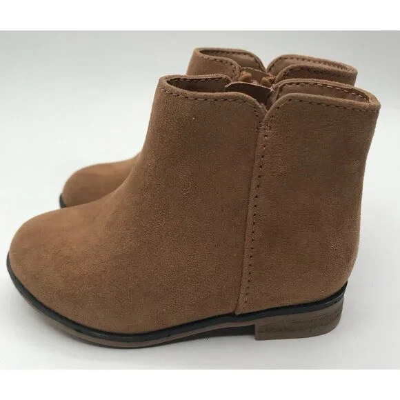 Cat & Jack Boots Girls Toddler Size 7 Penelope Zipper Cognac Tan‎ Faux Suede