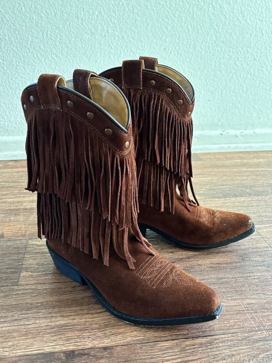 SHYANNE GIRLS' DOUBLE-FRINGE WESTERN BOOTS - SNIP TOES Size: 2