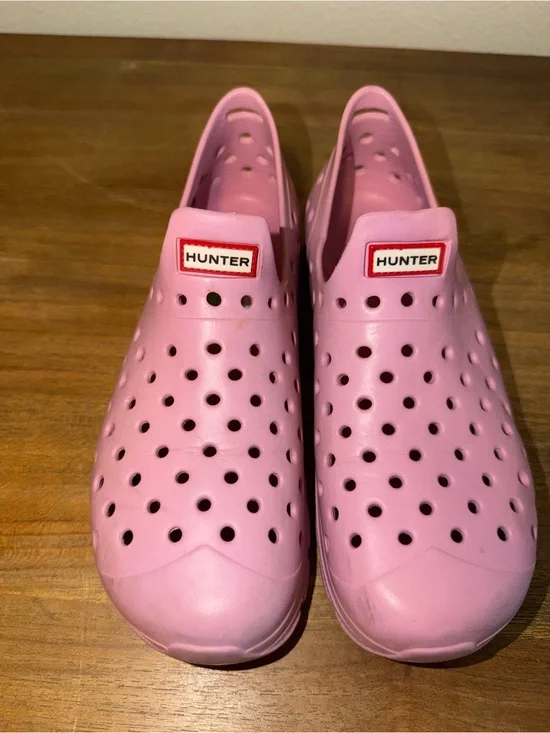 Hunter Pink Perforated Slip-On Clog Shoes