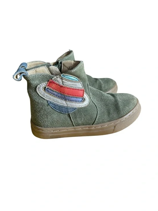 Mini Boden Kids Boots Sz 27 (10 toddler) Green Suede Planet Saturn Leather