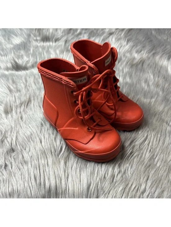 Hunter Toddler Lace Up Rain Boots Orange Size 8B/9G