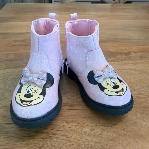 Minnie Mouse Pink Glitter Kids Boots