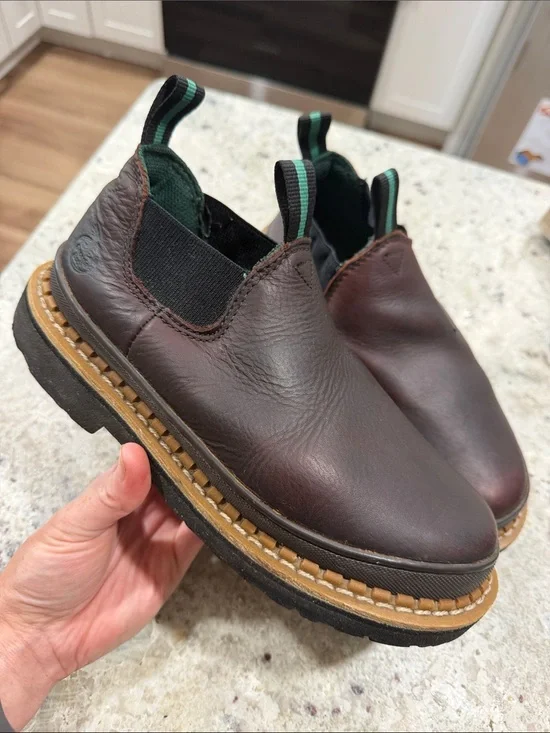 Georgia Giant Kids Boots Romeo Brown Pull On Leather Chelsea Boys Size 4.5